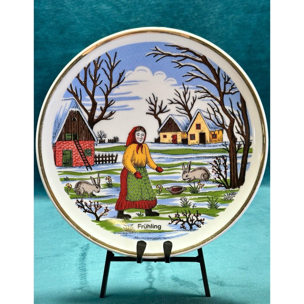 Vintage 1980 Kahla Germany Spring Plate Geldersheim Intl. Hike Frühlings Scene